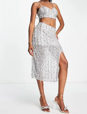 Fusta Miss Selfridge, argintiu Gri
