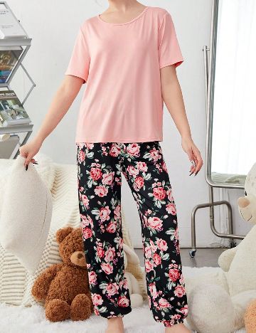 Pijama Shein Kids, roz/negru