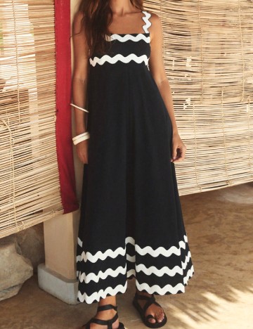 Rochie lunga SHEIN, alb/negru