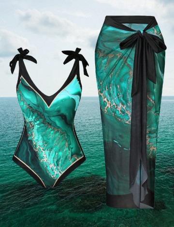 Costum de baie SHEIN CURVE, turcoaz