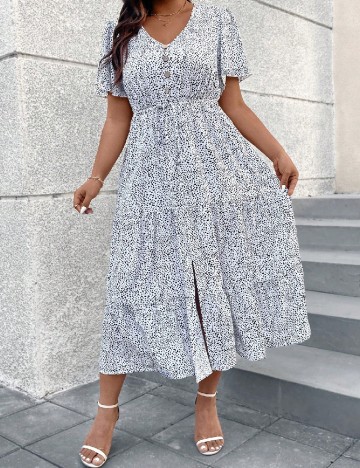 Rochie lunga SHEIN CURVE, alb/negru