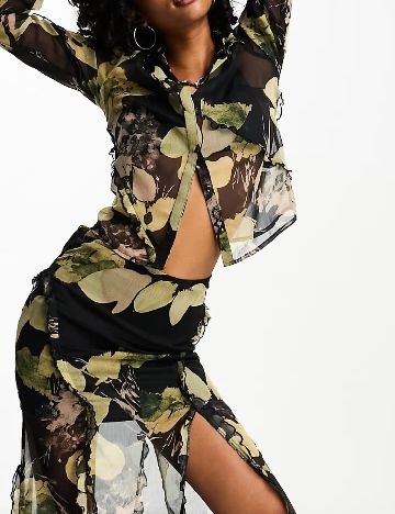 Camasa ASOS, negru/verde
