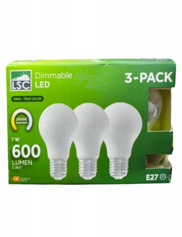 Set becuri 7W 600 lumeni E27 LSC, alb