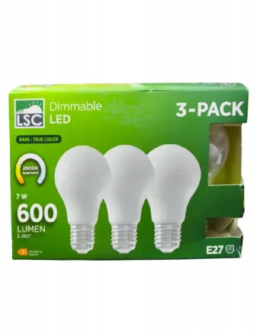 Set becuri 7W 600 lumeni E27 LSC, alb Alb