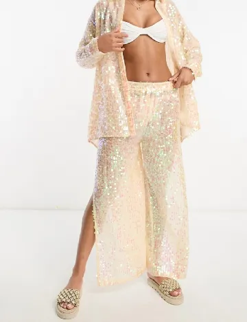 Pantaloni de plaja Miss Selfridge, crem Crem