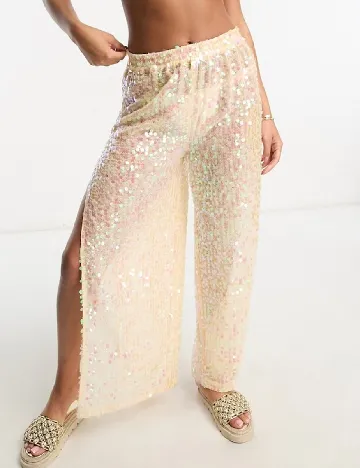 Pantaloni de plaja Miss Selfridge, crem Crem