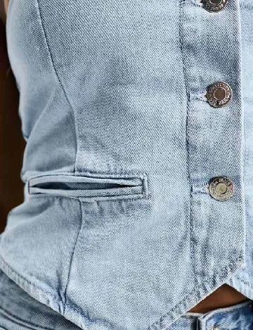 Top Bershka, alb Albastru