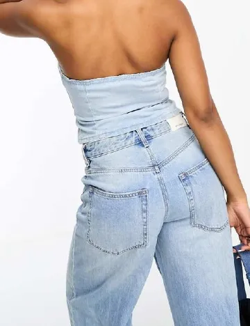 Top Bershka, alb Albastru