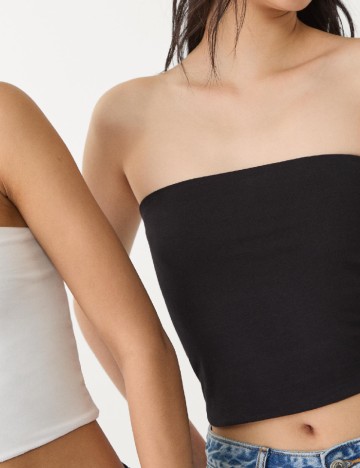 Set topuri 2 bucati Stradivarius, alb/negru