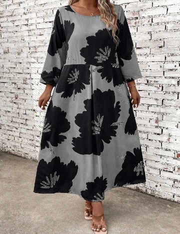 Rochie lunga SHEIN CURVE, gri/negru