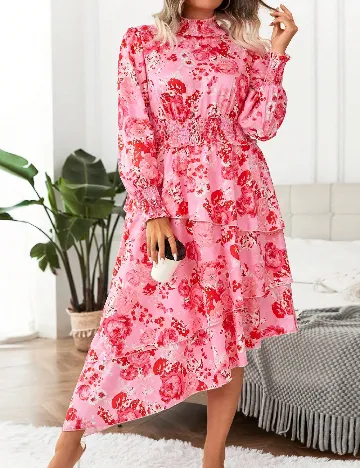 Rochie lunga SHEIN CURVE, roz/rosu Roz