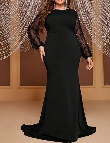 Rochie lunga Giffniseti Plus Size, negru Negru