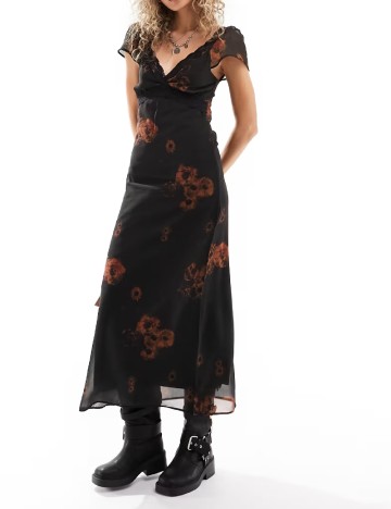 Rochie medie Reclaimed Vintage, negru