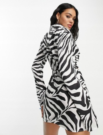 Rochie scurta Public Desire, alb/negru