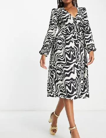 Rochie medie Monki, alb/negru Negru