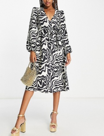 Rochie medie Monki, alb/negru