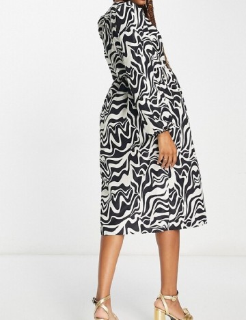 Rochie medie Monki, alb/negru