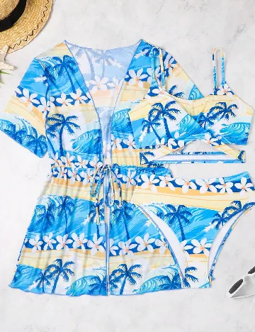 Compleu De Plaja Shein Kids, albastru Albastru