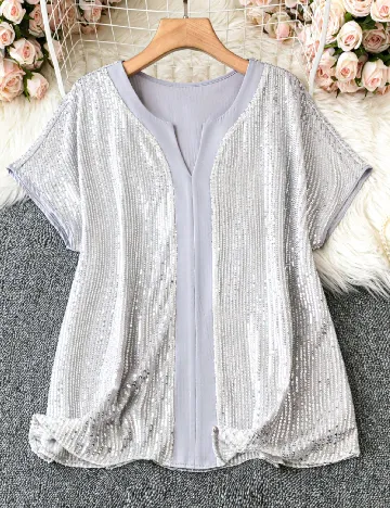 Tricou SHEIN CURVE, argintiu Gri