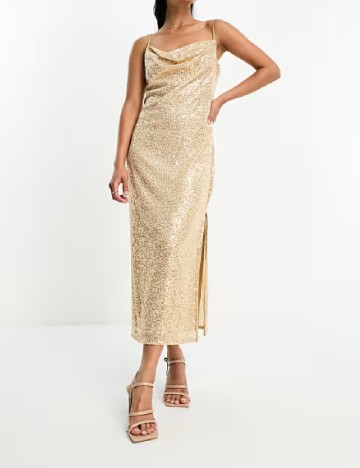 Rochie medie Pretty Lavish, auriu