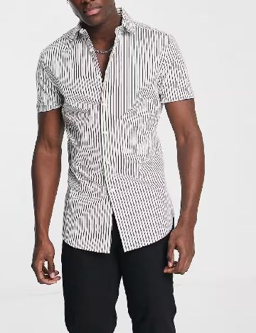 Camasa ASOS, alb/negru