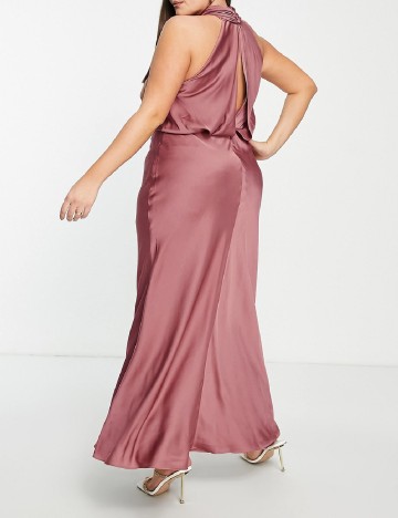 Rochie lunga ASOS Curve, roz pudra inchis