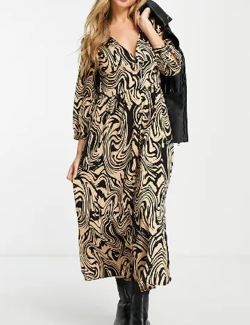 Rochie medie Stradivarius, crem/negru Crem