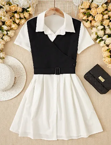 Rochie scurta SHEIN, alb/negru Alb