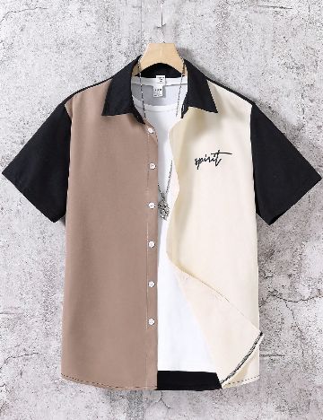 Camasa Shein Kids, negru/maro