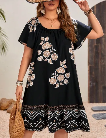 Rochie scurta SHEIN CURVE, negru/maro Negru