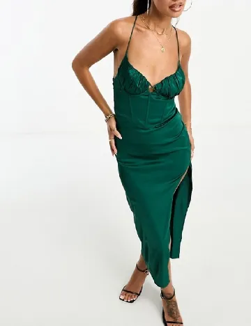 Rochie medie Parallel Lines, verde Verde
