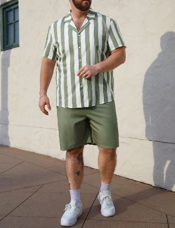 Compleu SHEIN Plus Size Men, verde/alb