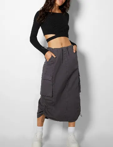 Fusta Bershka, gri Gri