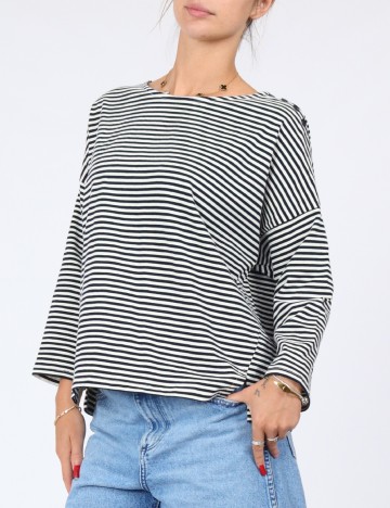 Bluza People Tree, alb/bleumarin