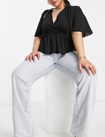 Bluza Flounce London Plus Size, negru