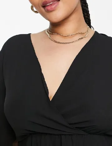 Bluza Flounce London Plus Size, negru Negru