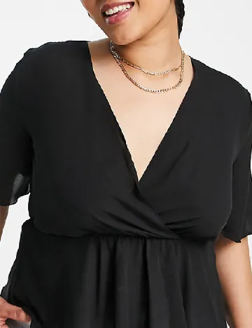 Bluza Flounce London Plus Size, negru Negru