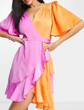 Rochie scurta Flounce London, roz/portocaliu Roz