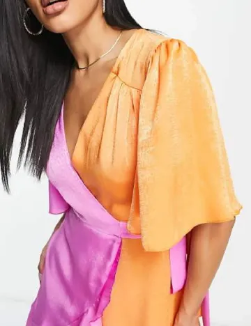 Rochie scurta Flounce London, roz/portocaliu Roz