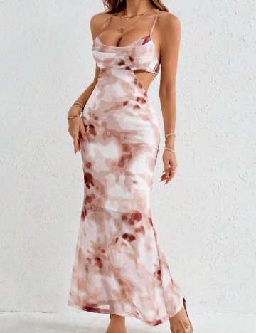 Rochie lunga SHEIN, maro/alb