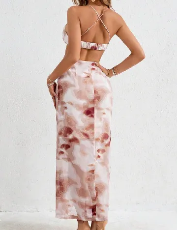 Rochie lunga SHEIN, maro/alb Maro