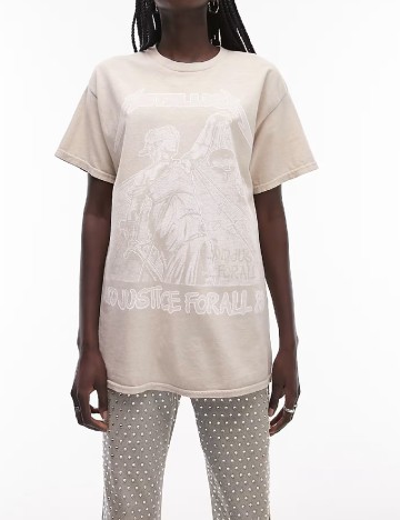 Tricou Oversize Top Shop, crem