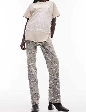 Tricou Oversize Top Shop, crem Crem