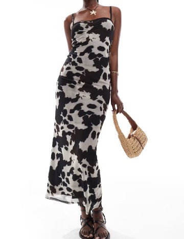 Rochie lunga ASOS, negru/gri