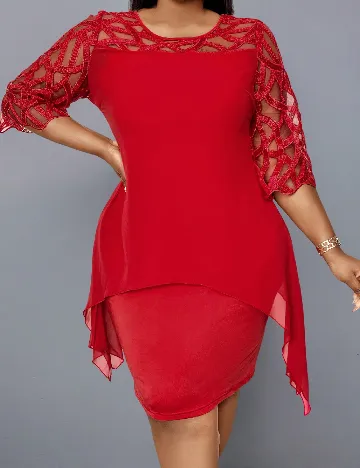 Rochie medie SHEIN CURVE, rosu Rosu