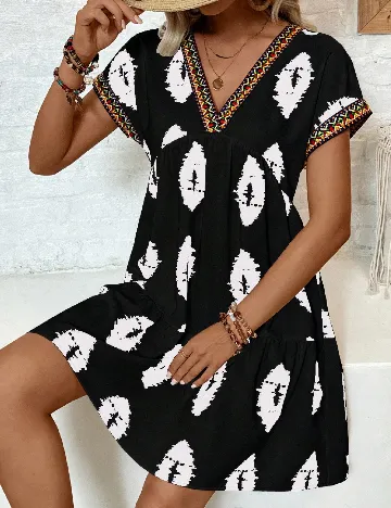 Rochie scurta SHEIN, negru/alb Negru