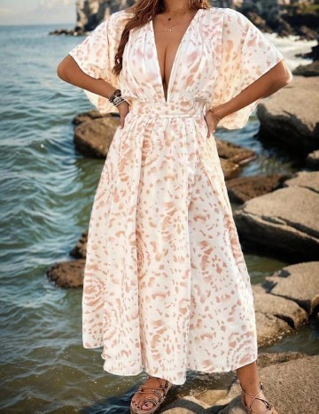 Rochie lunga SHEIN CURVE, alb/crem