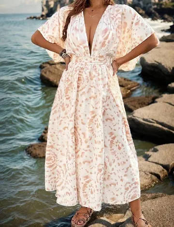 Rochie lunga SHEIN CURVE, alb/crem Alb