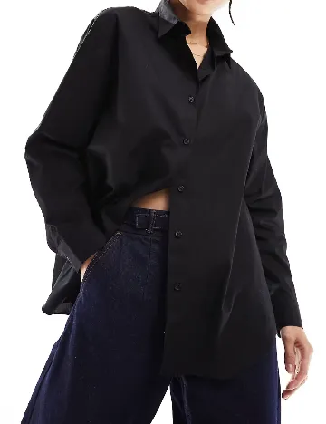 Camasa Oversize Bershka, negru Negru
