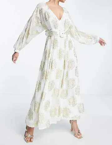 Rochie lunga ASOS, alb/auriu Alb